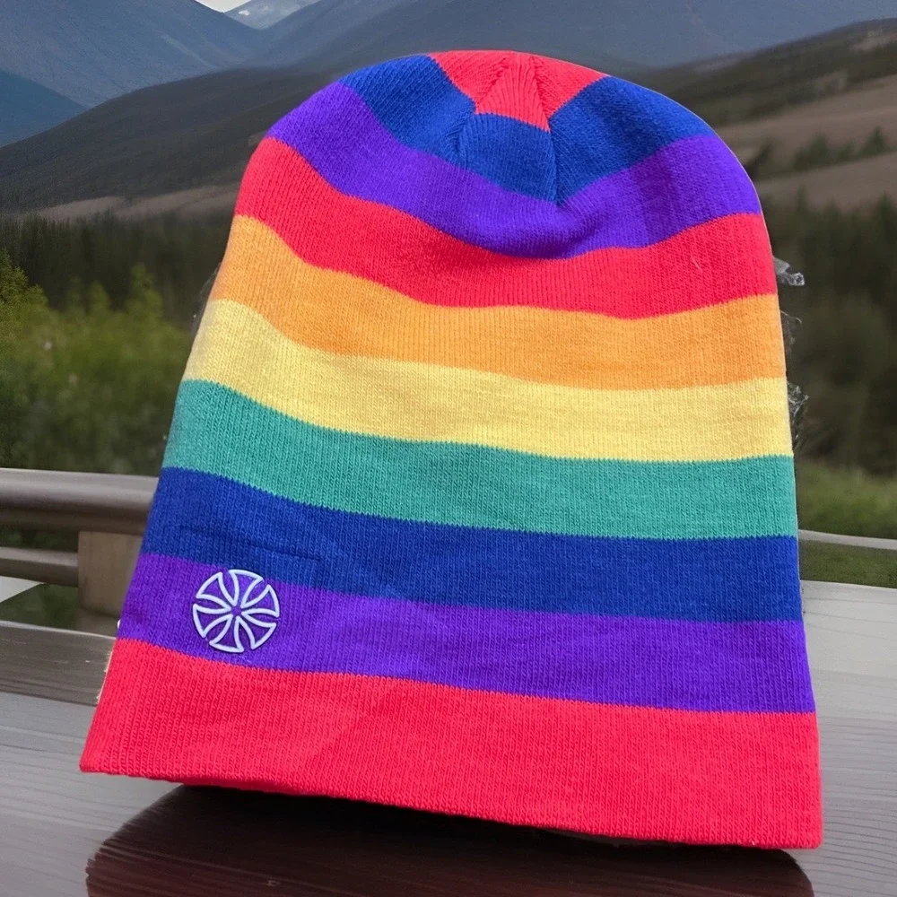 Rainbow Pride Beanie Cap Knit Hat Striped Colorful‎ Snowboard Skull  Snsusk